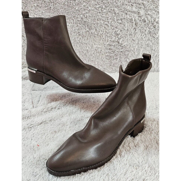 Calvin Klein Shoes - NEW Calvin Klein Deneice 2 Brown Ankle Boots Booties LOGO Pull Tab Womens Sz 9M